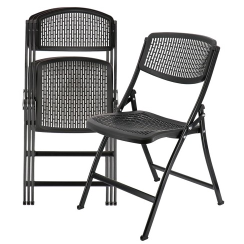 Elama 4 Piece Plastic Mesh Folding Chair in Black