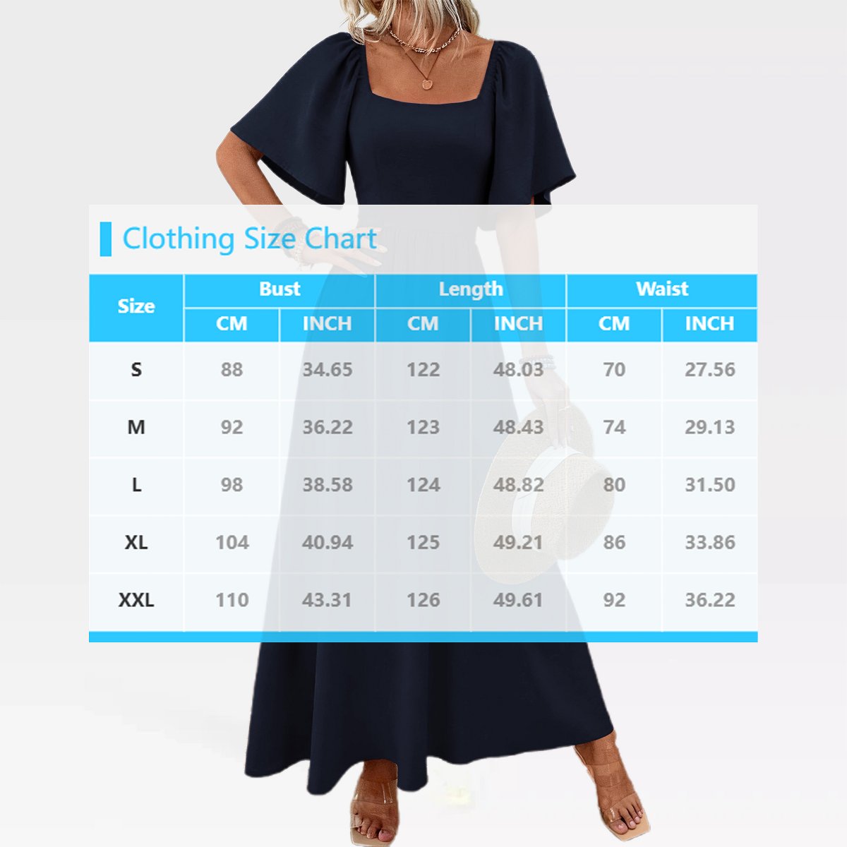 Женские платья Garvee Women's Square Neck Maxi Dress Flutter Sleeve High Waist Backless Flowy A Line Long Dresses Summer Casual Sundresses,Claret - Small — фото 5