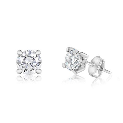 Chanteur Hypoallergenic Kids Jewelry Accessories April CZ White Gold Palladium Plating Stud Earrings Surgical Titanium Posts
