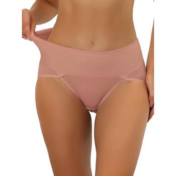 Allegra K Women's Hi-Cut Ribbed High Waist Tummy Control Available in Plus Size Briefs