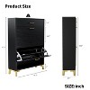 Angel Sar Narrow Shoe Cabinet with 2 Double Flip Door & 1 Drawer, Entryway Shoe Storage Cabinet with Golden Handles, Black - 2 of 4