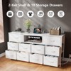 55” Long Dresser for Bedroom TV Stand for 55” to 65” TV White Dresser with 10 Fabric Drawers Entertainment Center with Power Outlet LED Light - 2 of 4