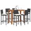 vidaXL Patio Bar Set Outdoor Garden Furniture Solid Wood Acacia and Poly Rattan - Black 6 Piece - 2 of 4