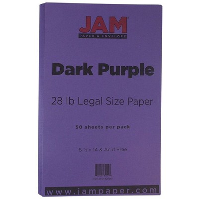 JAM Paper Legal Matte 28lb Paper 8.5 x 14 Dark Purple 50 Sheets/Pack 64429561