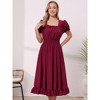 INSPIRE CHIC Women's Smocked Waist Ruffle Hem Square Neck Short Puff Sleeve A-Line Midi Dresses - 4 of 4