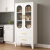 73.6" Metal Pantry Storage Cabinet, White Metal Storage Cabinet with Adjustable Shelves & Glass Doors & Drawers, for Kitchen, Living, Bath, Tool Room - 2 of 4