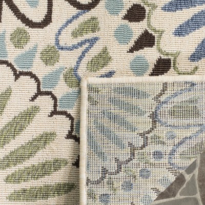 Handmade Cream/Blue Floral Tufted Synthetic 5' x 7' Area Rug
