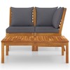 vidaXL 3 Piece Patio Lounge Set with Dark Gray Cushion Solid Acacia Wood - 2 of 4