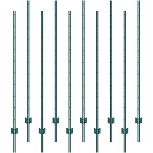 VEVOR 6 Feet Fence Post, 10 Pack T-Post Heavy Duty Metal Fence Posts, Sturdy Steel Fence Stakes for Garden Yard,Lawn,Farms and Outdoor Wire Fencing - 1 of 4