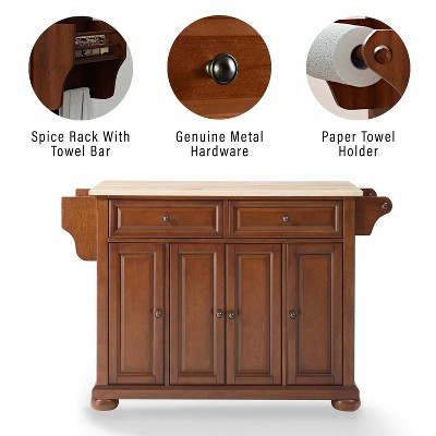 Alexandria Cherry Wood Top Full Size Kitchen Island