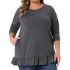 Agnes Orinda Women's Plus Size Ruffled Hem Crew Neck Long Sleeve Flowy Casual Tunic Tops with Pockets - 2 of 4