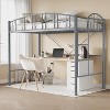 Twin Metal Loft Bed Frame with Arched Guardrail, Safety Ladder & 46" Storage Space, No Box Spring Needed - 3 of 4