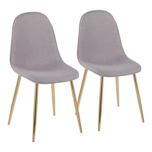 Set of 2 Pebble Contemporary Dining Chairs Gold/Light Gray - LumiSource: Steel Frame, Upholstered, Armless - 1 of 4