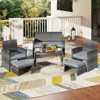 Costway 6PCS Patio Furniture Set Outdoor Sectional Conversation PE Rattan Sofa Set Black/Gray/Navy/Red/White/Turquoise - 4 of 4