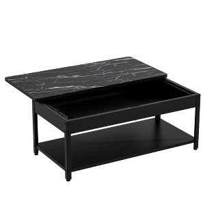 Cold-Rolled Steel Rectangular Double-Layer Coffee Table with Hidden Storage Compartment, Fingerprint Lock and Alarm System - 1 of 4