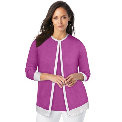 Jessica London Women's Plus Size Fine Gauge Cardigan
