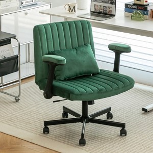 APRILSOUL36.60"Velvet Criss Cross Armrest Office Chair with Wheels - Modern for Home Office, Meditation & Creative Work - 1 of 3