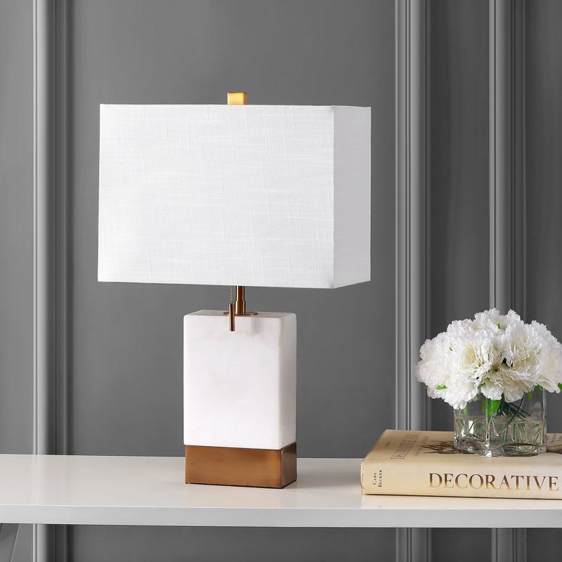 22.5&#34; Marble and Iron Trevor Modern Console Table Lamp (Includes LED Light Bulb) White and Gold - Jonathan Y, 4 of 6