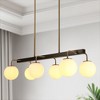 LNC Aladarimostinin 6-Lights 33.5" Modern Linear Kitchen Island Pendant  Lights, Brushed Black with Froested Globe Glass Shades - 2 of 4