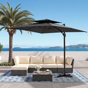 9' offset patio umbrella Designer By choosing PURPLE LEAF PURPLE LEAF 9 ft. x