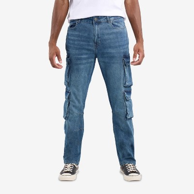 X RAY Men's Straight Leg Cargo Jeans