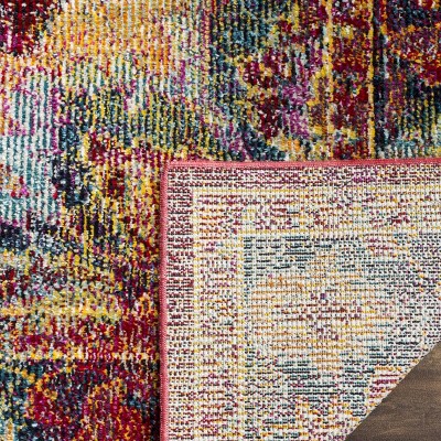 Ruby and Navy Oriental Round Synthetic 3' x 5' Area Rug