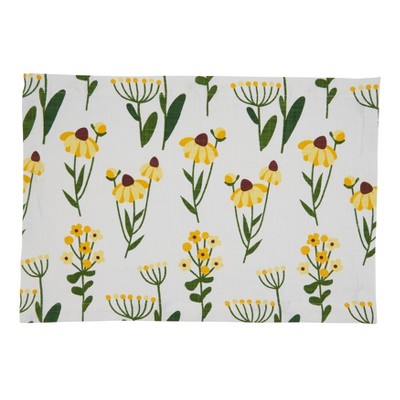 Saro Lifestyle Floral Placemat (Set of 4 pcs), Yellow