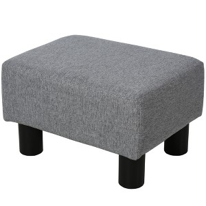 Ottoman Foot Rest, Small Foot Stool with Linen Fabric Upholstery and Plastic Legs, Cube Ottoman for Living Room, Gray - 1 of 1