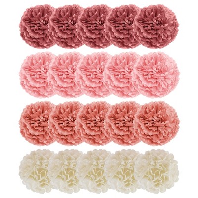 EpiqueOne 20-Piece Blush Pink and Cream Tissue Paper Pom Poms Kit