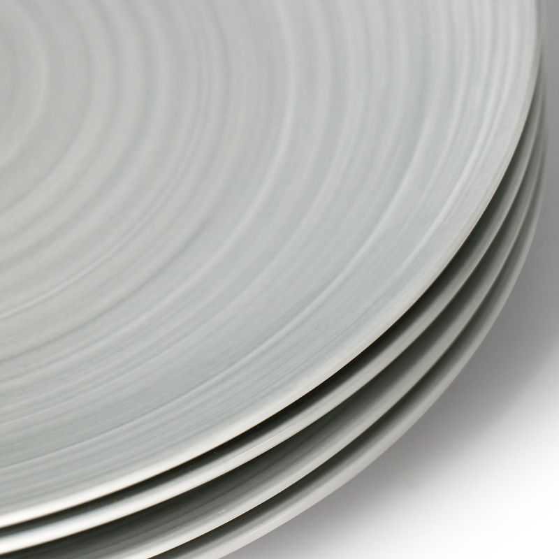 Hometrends Crenshaw 4 Piece 10.25 Inch Round Ceramic Dinner Plate Set in Grey, 5 of 7