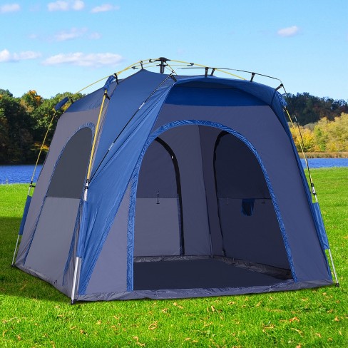 Outsunny Easy Pop Up Tent 5 Person Automatic Hydraulic Family Quick Setup  Camping Tents w/ Windows Doors Carry Bag Included