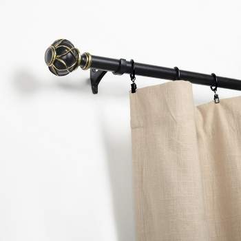 Iron and Resin Expandable Black and Gold Window Curtain Rod by Blue Nile Mills