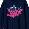 Arcane Jinx, pink moon, graffiti jinx name and icon on navy Adult Crew Neck - 2 of 2
