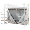 NicBex Twin Size Loft Bed Metal Bed Frame with Wardrobe, Storage Shelves, Stairs and Full Length Guardrail, No Box Spring Required - 4 of 4