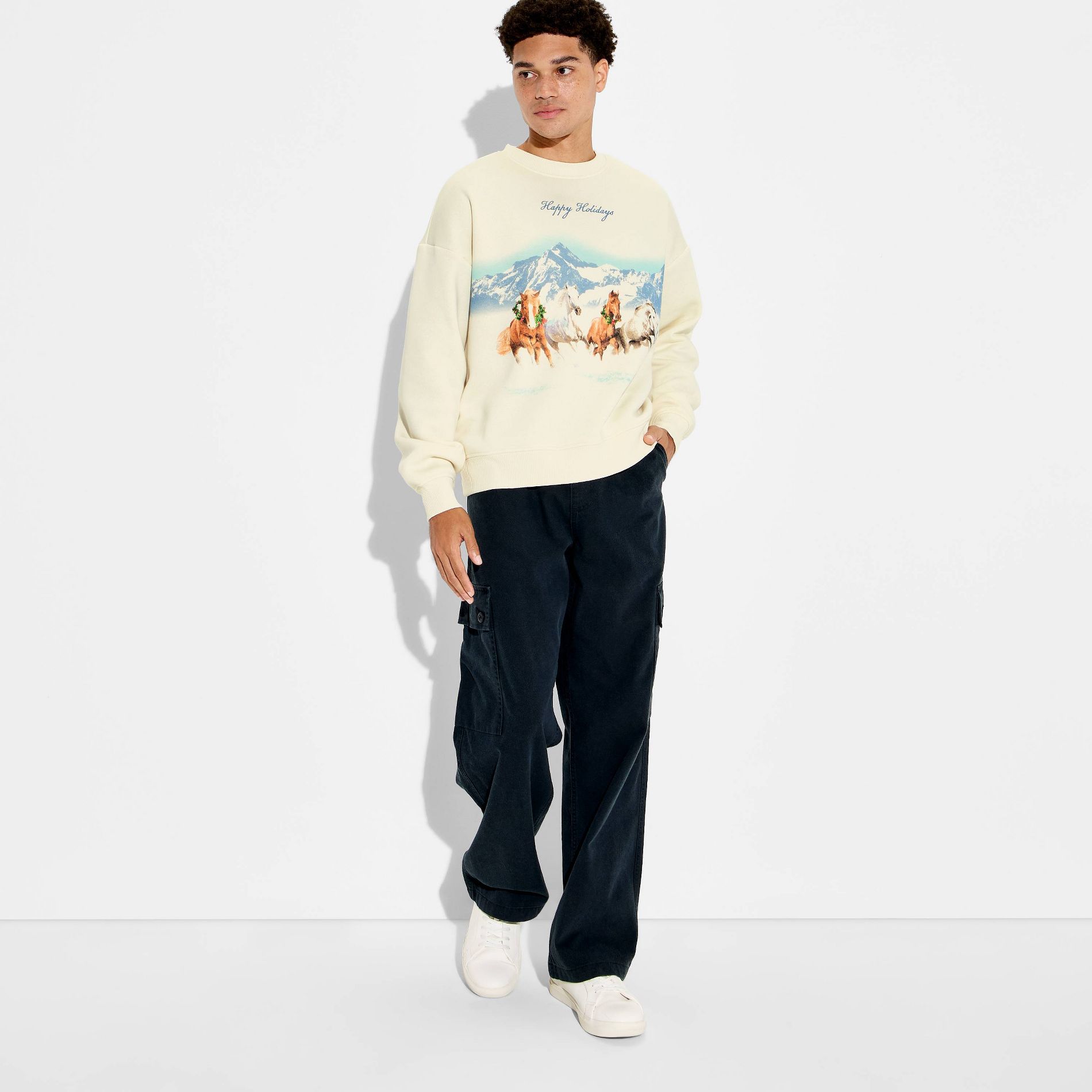 Men's Holiday Crewneck Sweatshirt - Original Use™ Cream