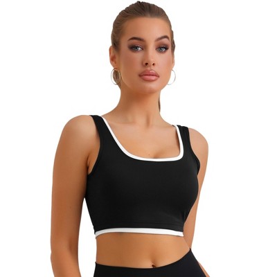 Allegra K Women's Built-in Bra Padded Workout Fixed Integrated Cup Camisoles