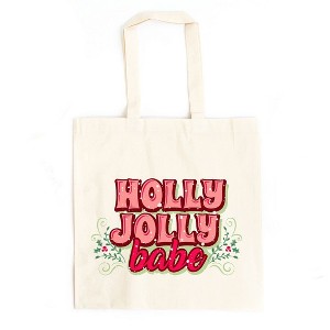 City Creek Prints Holly Jolly Babe Stacked Canvas Tote Bag - 15x16 - Natural - 1 of 2