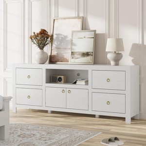 TV Stand for 75 80 Inch TVs, 70" Long Entertainment Center with 6 Storage Drawer, Brown Television Consoles Table for Living Room, Bedroom - 1 of 4