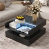 TIRAMISUBEST Lift-Top Coffee Table with 2 Drawers, Modern Square Center Table Table with Glass Top, High-Gloss Finish, Hidden Space and LED Lights - 2 of 4