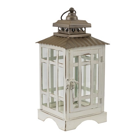 Gray Distressed Square Metal Mini Lantern