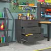 34.64"Heavy-Duty Metal Storage Cabinet with Wheels - 3 Drawer Tool Cabinet for Garage, Office, and Home Organizer Solutions, Black - 3 of 4