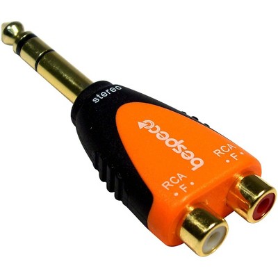 Bespeco SLAD370 1/4" Stereo Male to 2 RCA Female 24K Gold-Plated Adapter