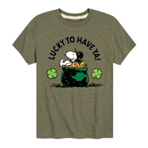 Boys' - Peanuts - Lucky To Have Ya Short Sleeve Graphic T-Shirt - 1 of 4