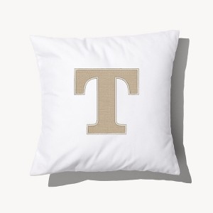Personalization Mall Natural Initial Embroidered Applique Throw Pillow - 1 of 3