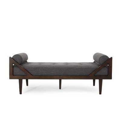 Rayle Contemporary Tufted Chaise Lounge with Rolled Accent Pillows - Christopher Knight Home