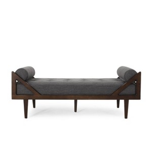 Rayle Contemporary Tufted Chaise Lounge with Rolled Accent Pillows - Christopher Knight Home - 1 of 4