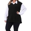 Women's Plus Size Ribbed Knit Split Hem V Neck Sleeveless Casual Loose Sweater Vest - Agnes Orinda - 2 of 4