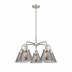 Cone - 5 Light Stem Hung Chandelier In Art Deco Style-15 Inches Tall and 25.75 Inches Wide - 1 of 1