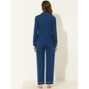 cheibear Women's Long Sleeves Button Down Top with Pants Lounge Pajamas Set - 3 of 4