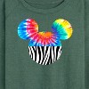 Women's - Disney - Tie Dye Zebra Fill Mickey Lightweight French Terry Wide Neck Long Sleeve Graphic Shirt - 2 of 4